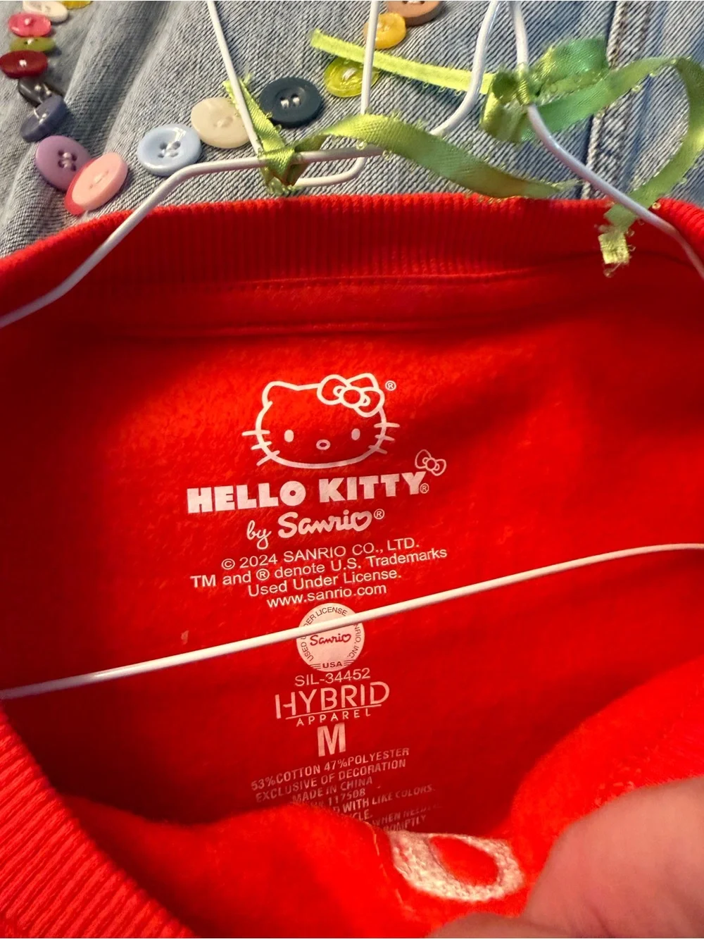 Hello Kitty Red 'Merry & Bright' Holiday Sweatshirt with Tree Graphic